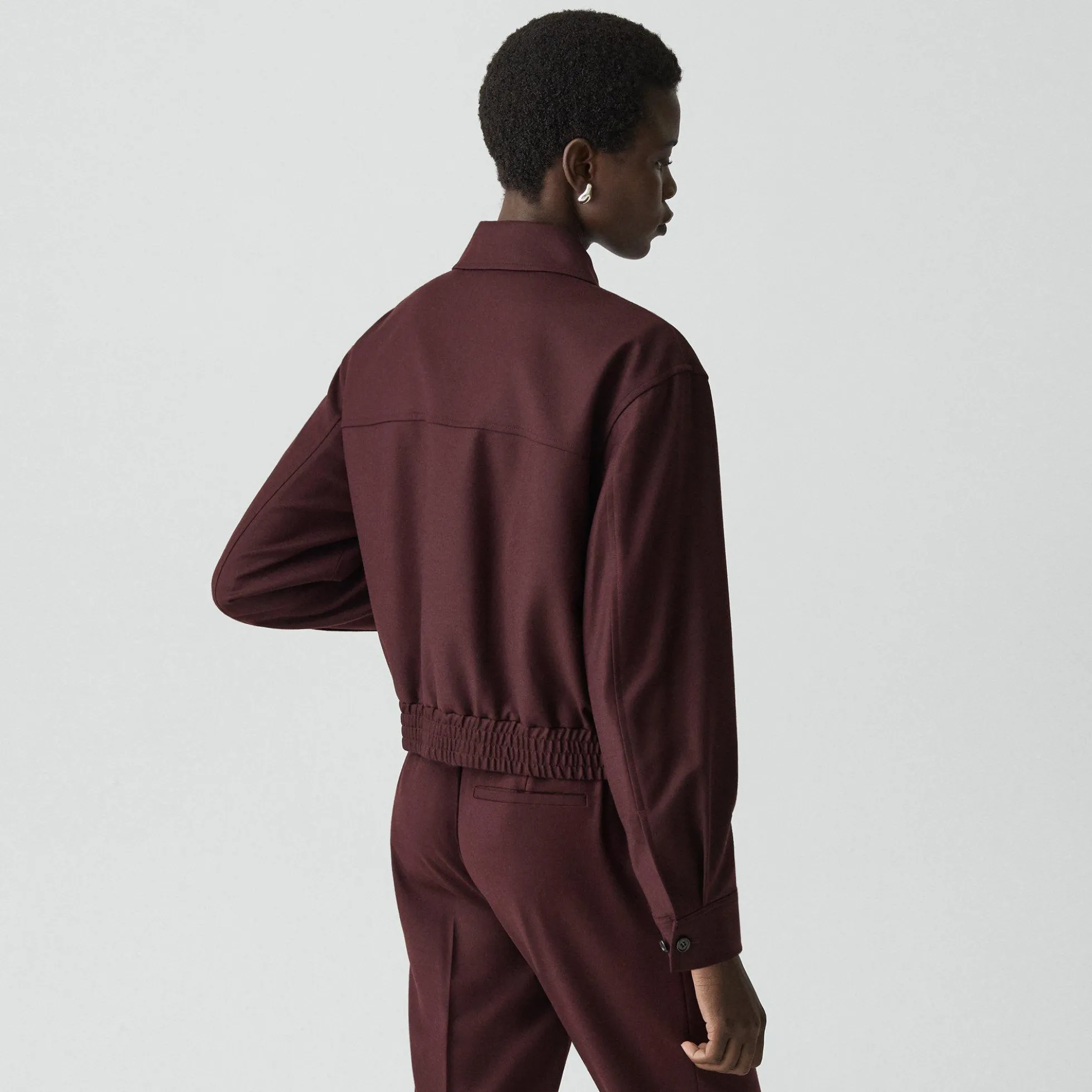 Cropped Track Jacket in Sleek Flannel