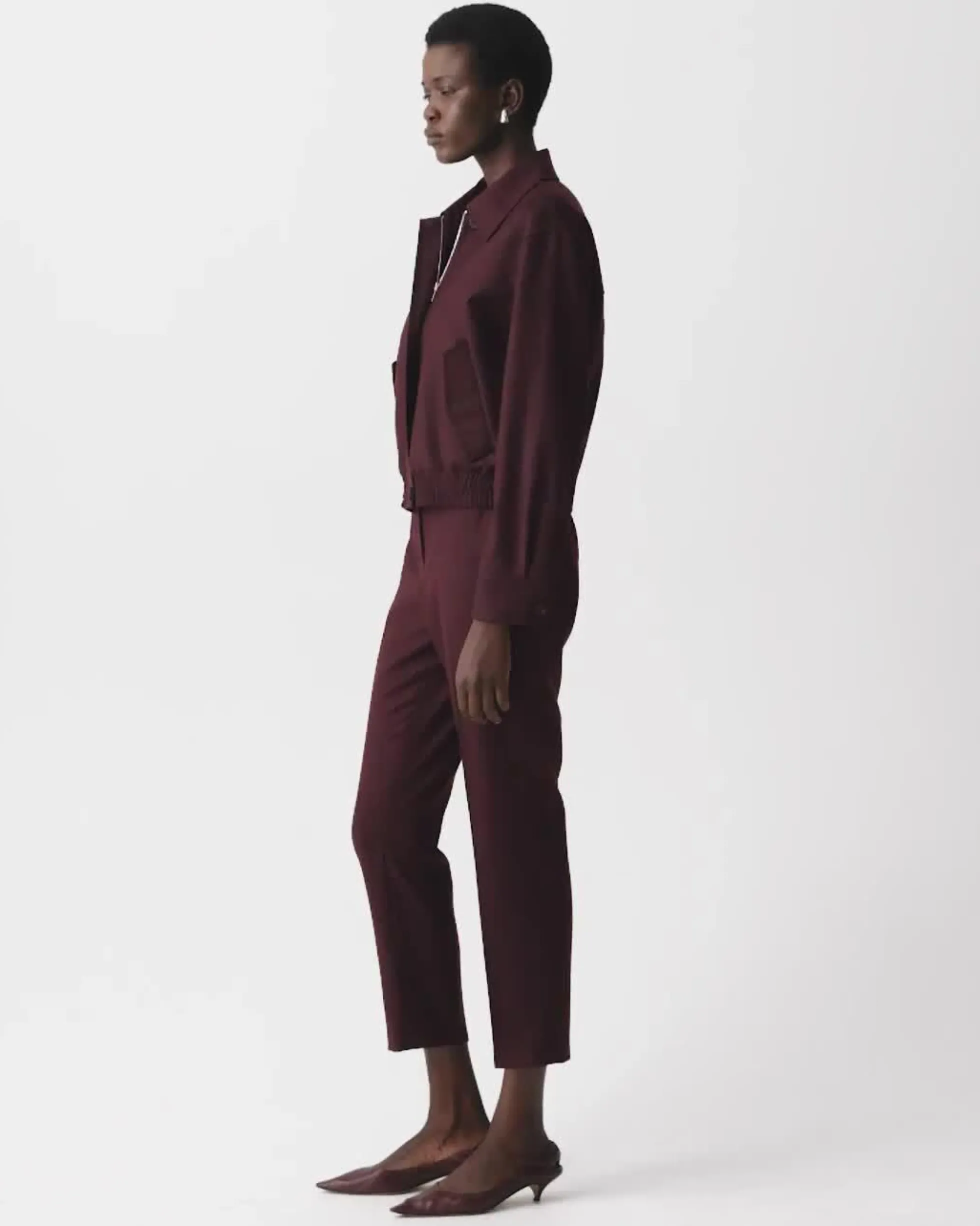 Cropped Track Jacket in Sleek Flannel