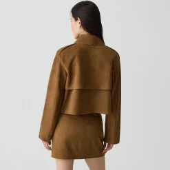 Cropped Trench Coat in Suede