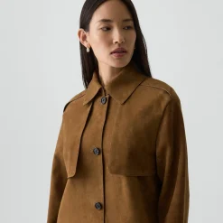 Cropped Trench Coat in Suede
