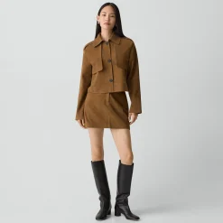 Cropped Trench Coat in Suede
