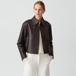Cropped Trench in Sleek Leather