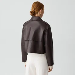 Cropped Trench in Sleek Leather