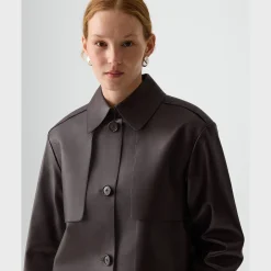 Cropped Trench in Sleek Leather
