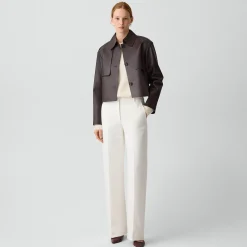 Cropped Trench in Sleek Leather