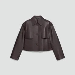 Cropped Trench in Sleek Leather