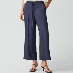 Cropped Wide-Leg Pant in Washed Twill