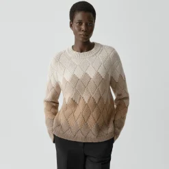 Diamond Weave Sweater in Felted Wool-Cashmere