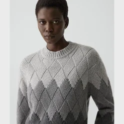 Diamond Weave Sweater in Felted Wool-Cashmere