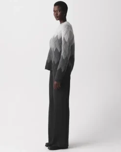 Diamond Weave Sweater in Felted Wool-Cashmere