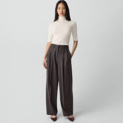 Double Pleat Pant, 33'' in Sleek Flannel