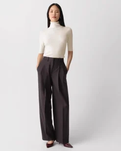 Double Pleat Pant, 33'' in Sleek Flannel