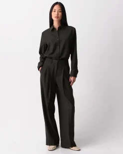 Double Pleat Pant, 33'' in Sleek Flannel
