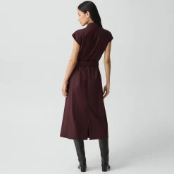 Double-Breasted Belt Dress in Sleek Flannel