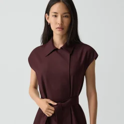 Double-Breasted Belt Dress in Sleek Flannel