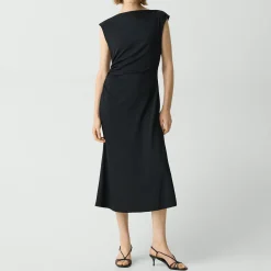 Draped Boatneck Dress in Crepe Jersey