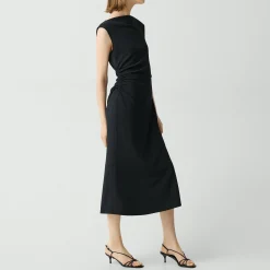 Draped Boatneck Dress in Crepe Jersey