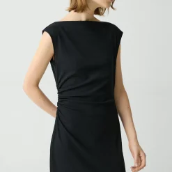 Draped Boatneck Dress in Crepe Jersey