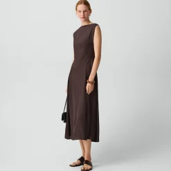 Draped Midi Dress in Washed Twill