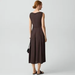 Draped Midi Dress in Washed Twill