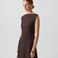 Draped Midi Dress in Washed Twill