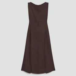 Draped Midi Dress in Washed Twill