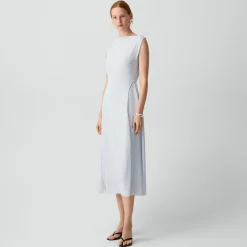 Draped Midi Dress in Washed Twill