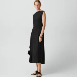 Draped Midi Dress in Washed Twill
