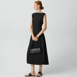 Draped Midi Dress in Washed Twill