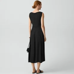 Draped Midi Dress in Washed Twill