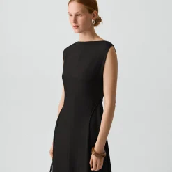Draped Midi Dress in Washed Twill