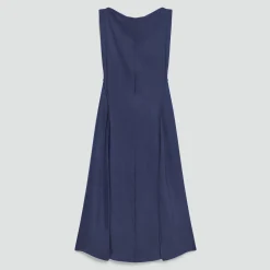 Draped Midi Dress in Washed Twill