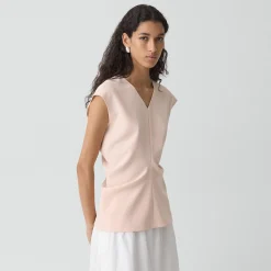 Draped V-Neck Top in Admiral Crepe