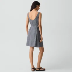 Fit-and-Flare Tank Dress in Fluid Linen