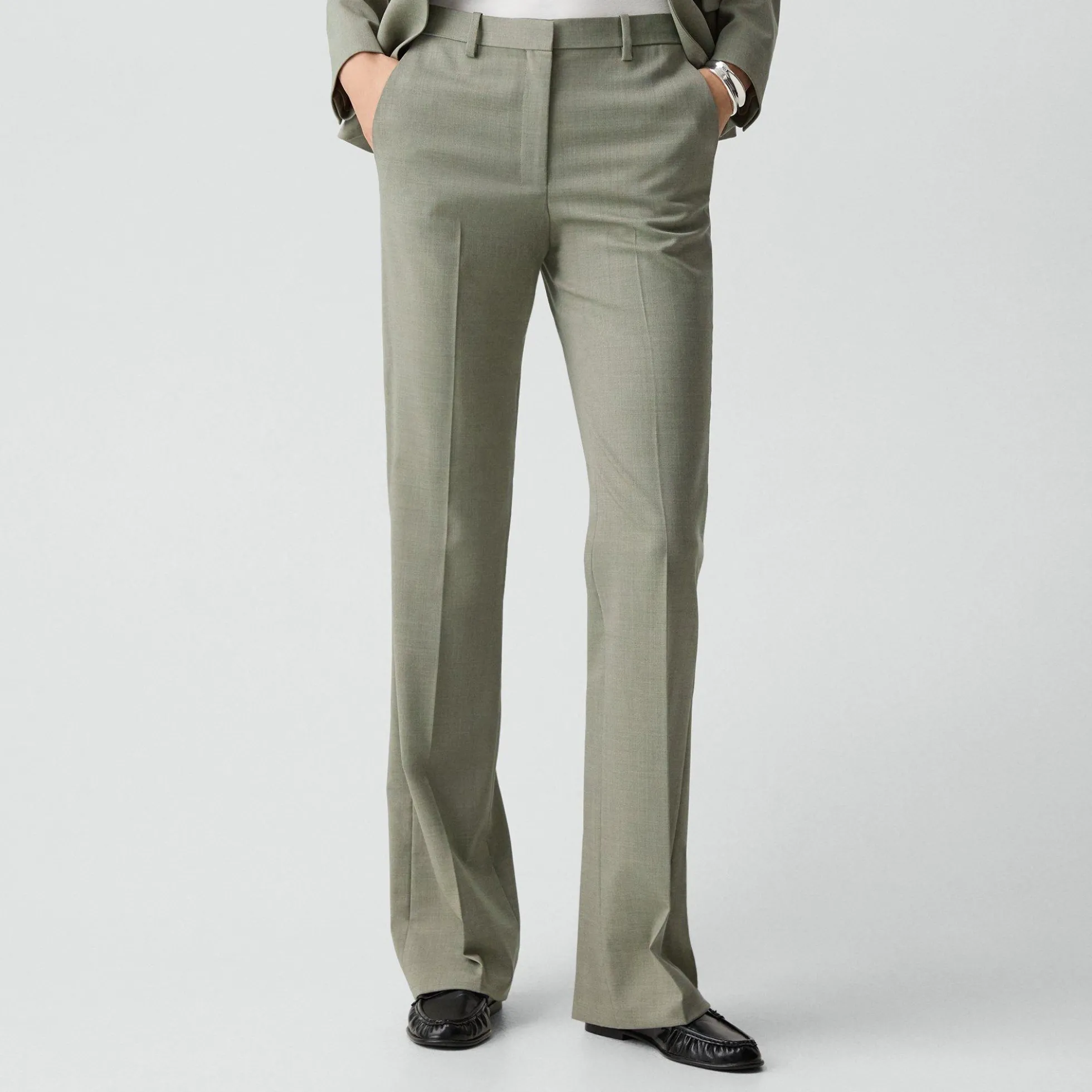 Flared Pant, 34'' in Wool Gabardine