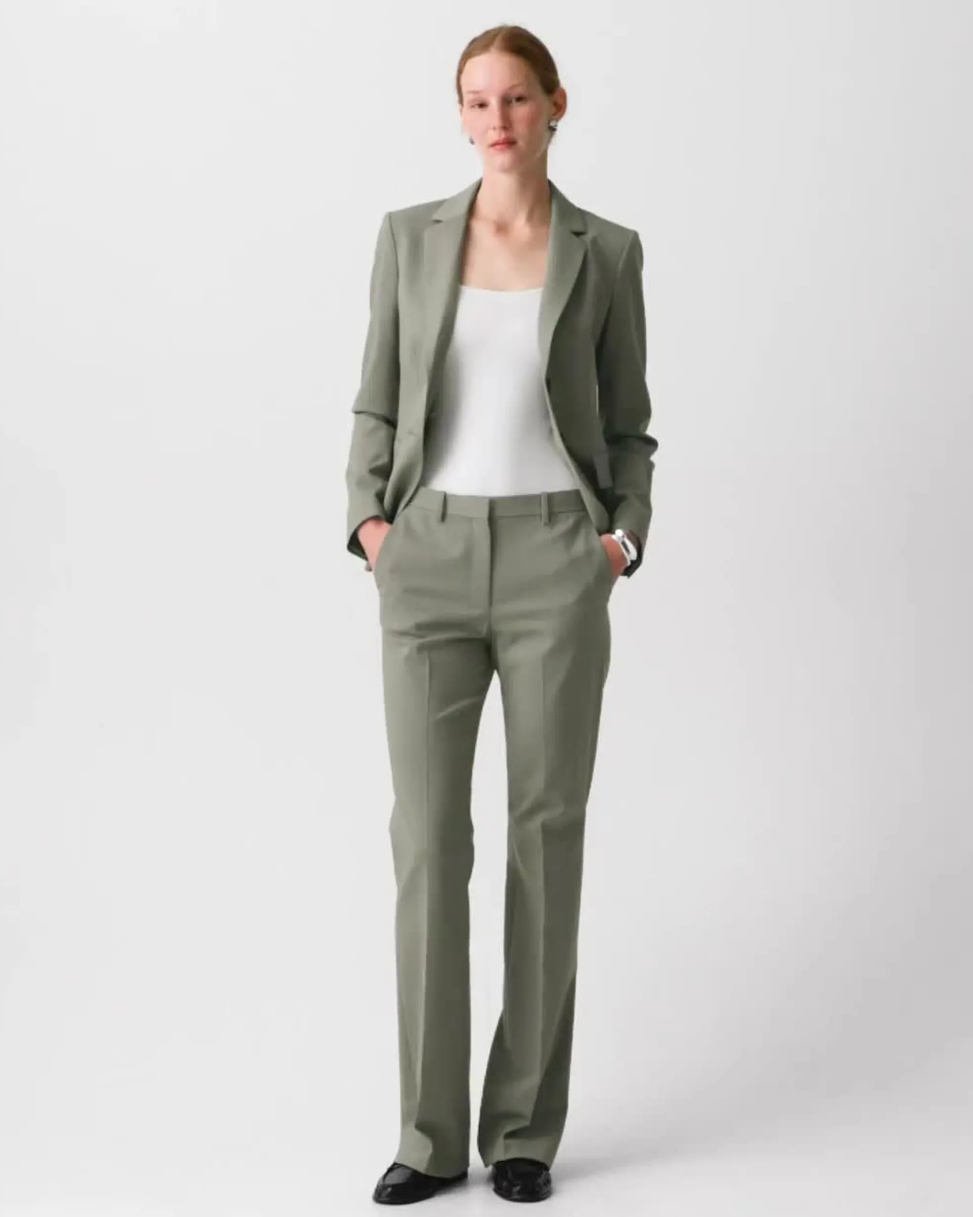 Flared Pant, 34'' in Wool Gabardine