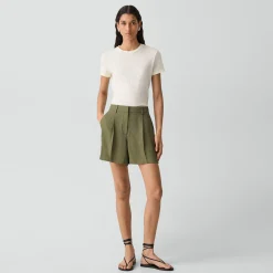 Fluid Pleat Short in Washed Twill