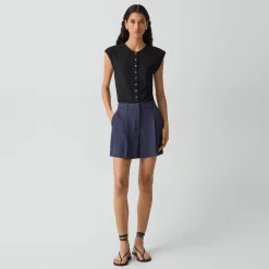 Fluid Pleat Short in Washed Twill
