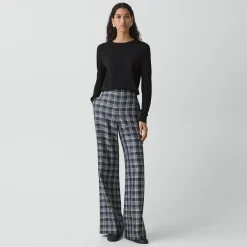 Fluid Pull-On Pant in Plaid Silk Twill