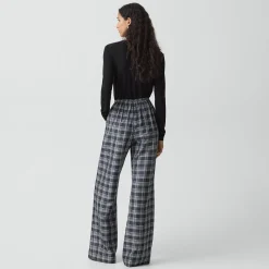 Fluid Pull-On Pant in Plaid Silk Twill