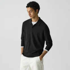 Goris Long-Sleeve Polo Shirt in Light Bilen