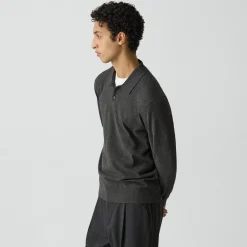 Goris Long-Sleeve Polo Shirt in Light Bilen