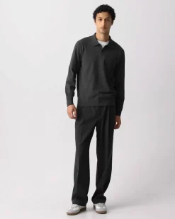 Goris Long-Sleeve Polo Shirt in Light Bilen