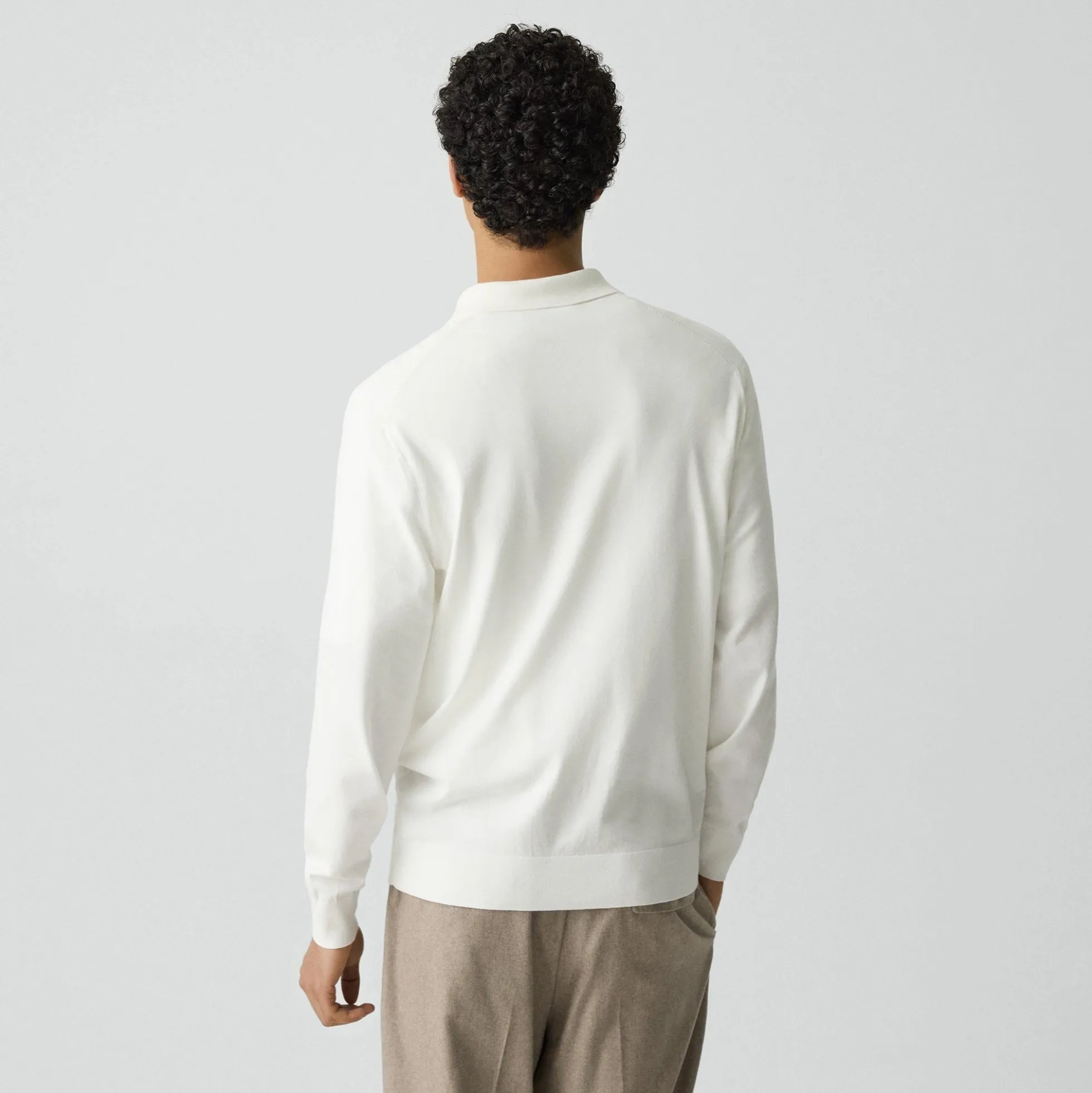 Goris Long-Sleeve Polo Shirt in Light Bilen