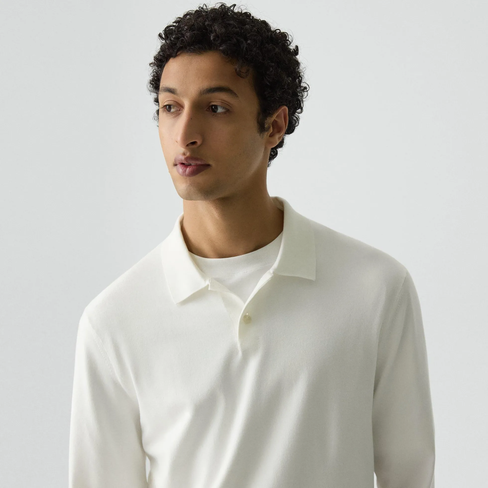 Goris Long-Sleeve Polo Shirt in Light Bilen