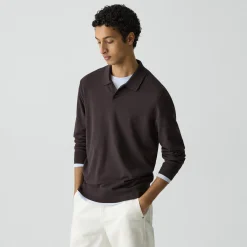Goris Long-Sleeve Polo Shirt in Light Bilen