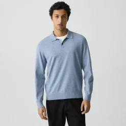 Goris Long-Sleeve Polo Shirt in Light Bilen