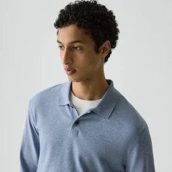 Goris Long-Sleeve Polo Shirt in Light Bilen