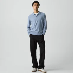 Goris Long-Sleeve Polo Shirt in Light Bilen