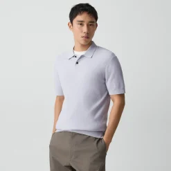 Goris Textured Polo Shirt in Light Bilen